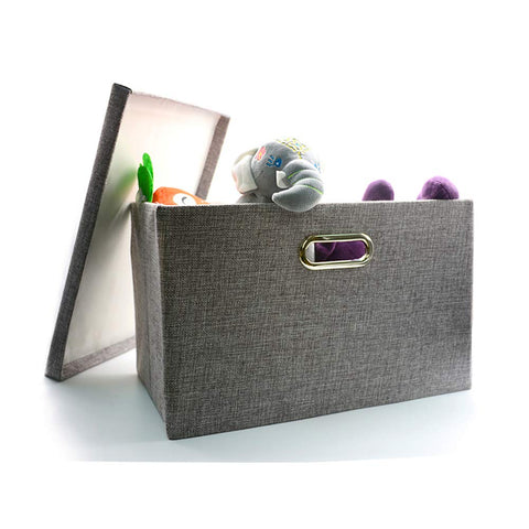 Wintao Storage Boxes with Lids Large, Collapsible Fabric Storage Baskets for Shelves, Grey, 44 x 31 x 29 cm, 1 Pack
