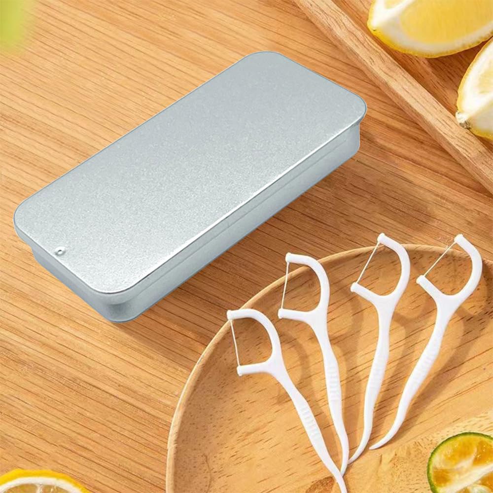 HNGUSNHOP Empty Metal Box with Slide Top for Toothpicks Floss Picks, 2 PCS
