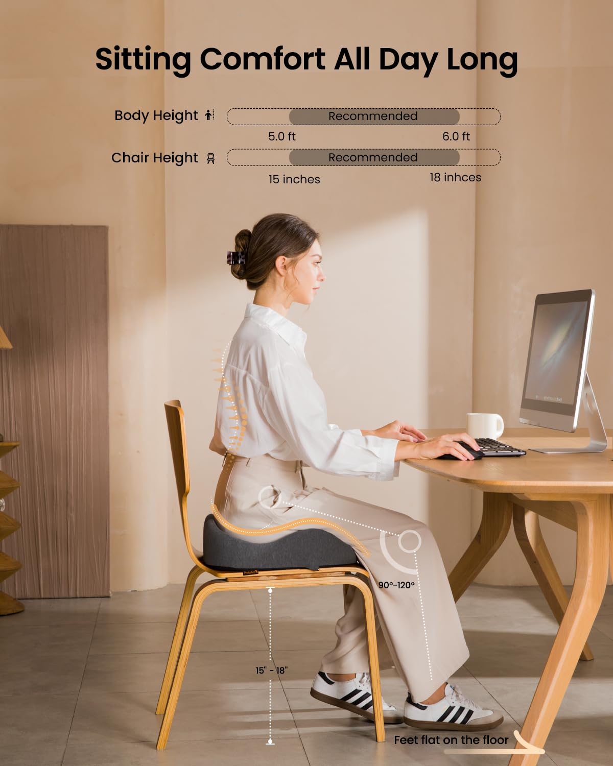 ProtoArc Ergonomic Coccyx Seat Cushion for Office Desk Chair