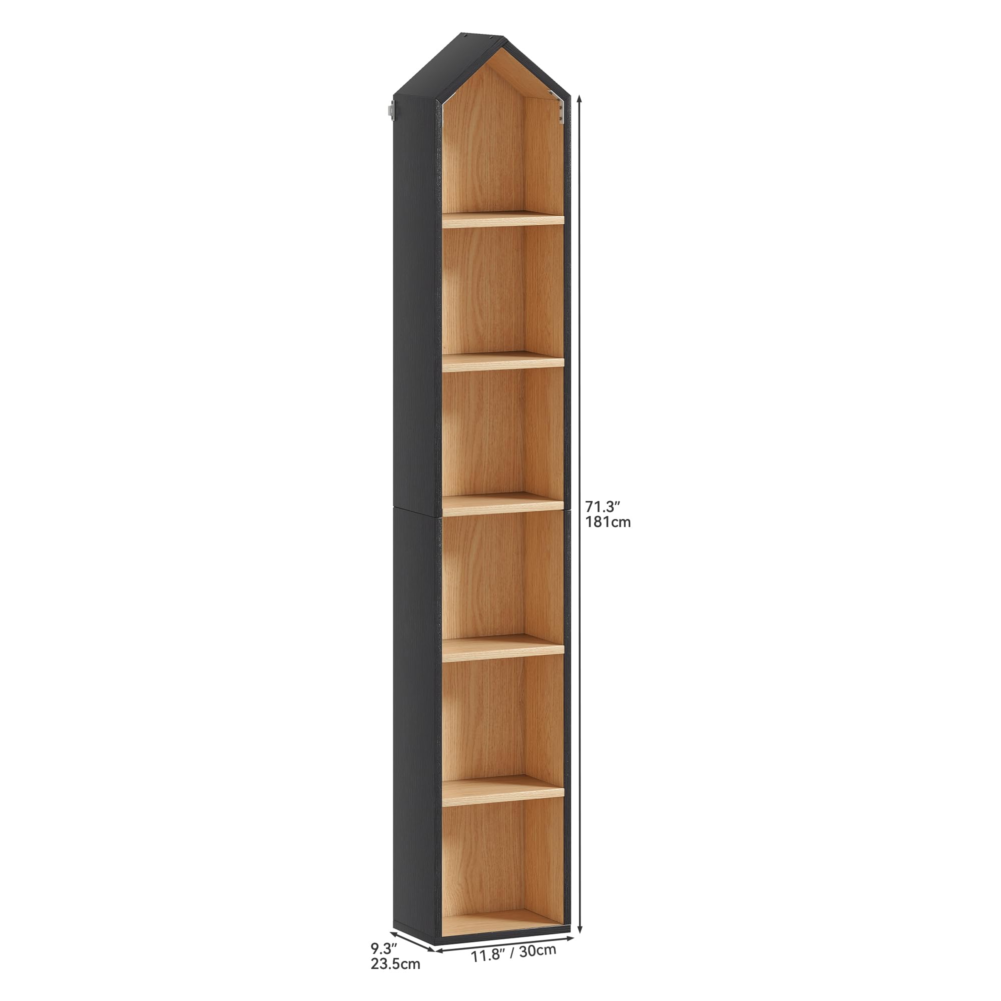 YITAHOME 6-Tier Bookshelf, Bookcase Unit White Frame & Natural Oak Interior, Space-Saving Design for Home & Office, B & Oak, 30W × 23.5D × 181H CM