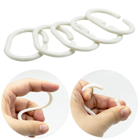 SZXMDKH Shower Curtain Rings - 12 Pack Plastic C-Shaped Hooks, White - For Bathroom Shower or Window Rod