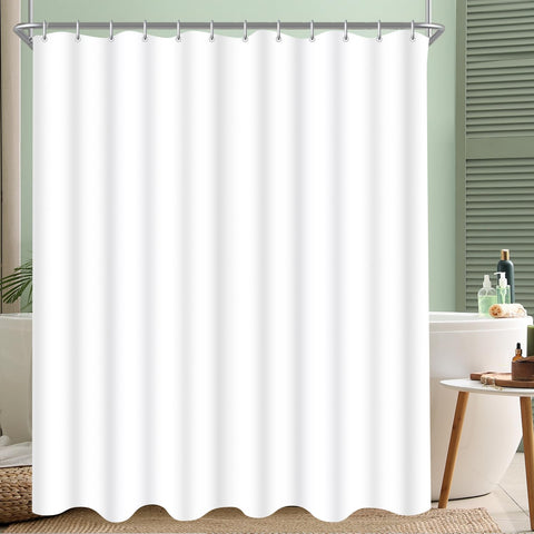 Lerores Shower Curtain, 180 x 180 cm, Pure White, Weighted Hem, Anti-Mould Textile, Water-Repellent
