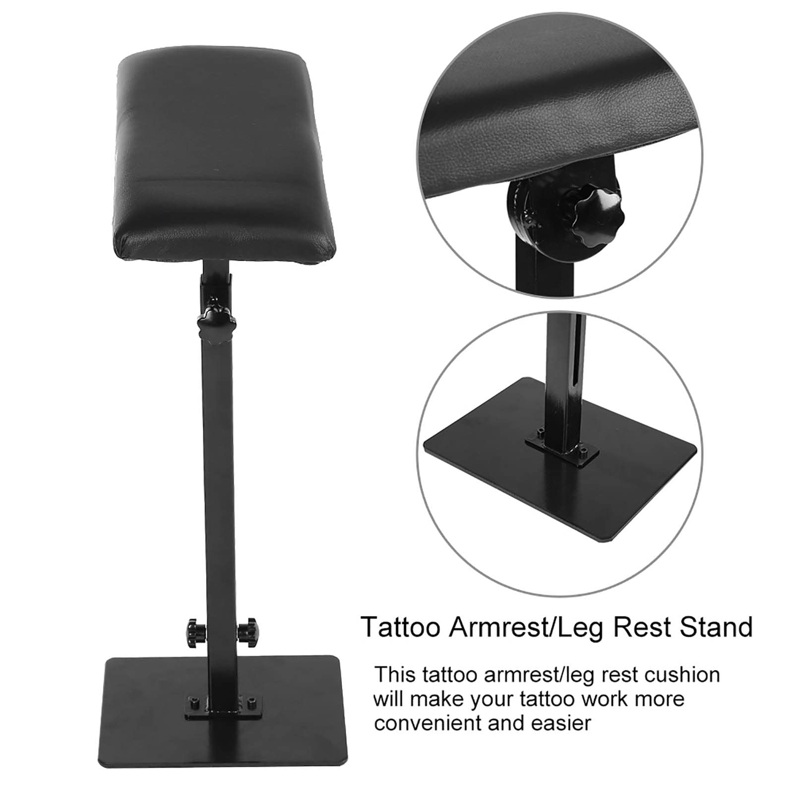 Tattoo Armrest / Leg Rest - Tattoo Arm Rest Adjustable Height 63-95 cm, >180° Angle Adjustment, Soft Padding, Sturdy Metal Frame