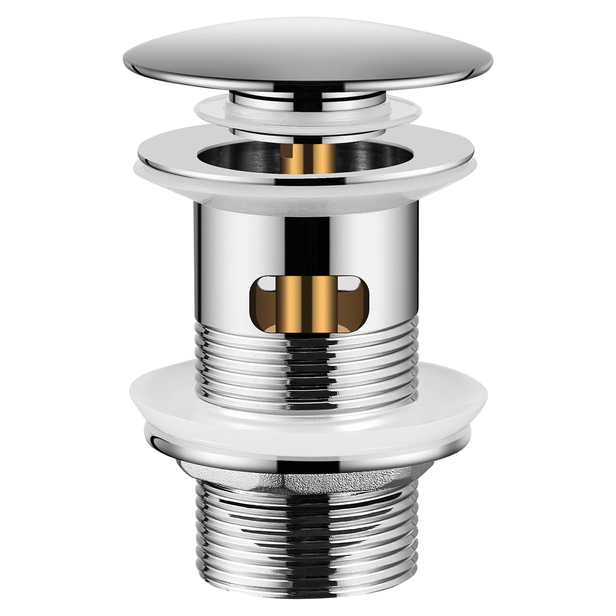 Peppermint Pop Up Sink Waste Slotted Click Clack Waste Plug with Overflow for Bathroom Basins, Vessel Sinks, Chrome Bathroom Basin Waste