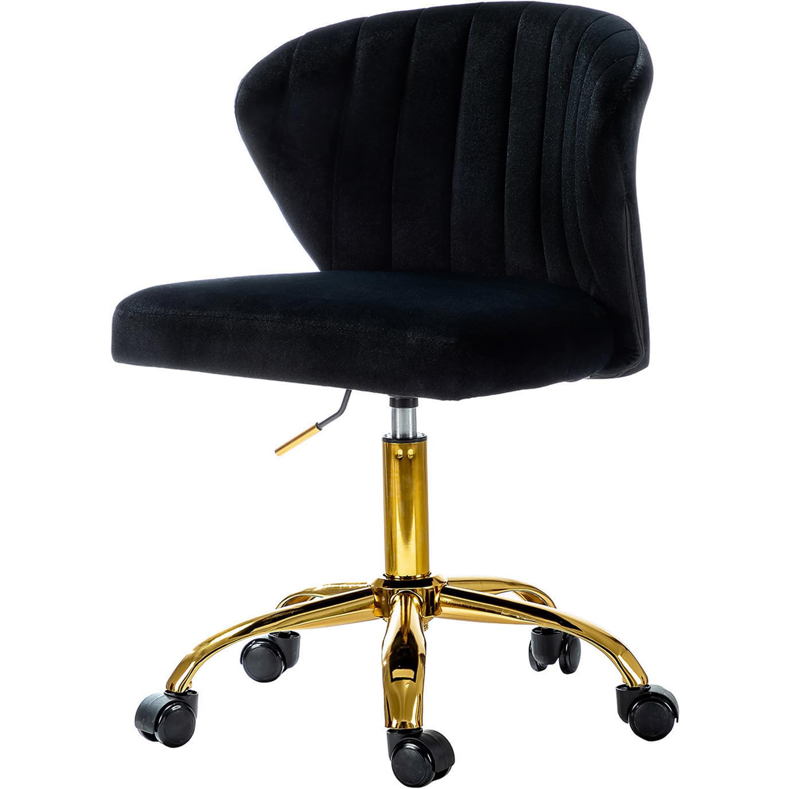 HULALA HOME Height Adjustable Swivel Desk Chair with Gold Base, Black