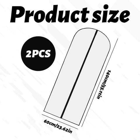 2 PCS Long Dress Bags Covers,Dress Bags Covers Long,Garment Covers Translucent with Zip Waterproof Dustproof,Dress Covers Garment bags Full Length