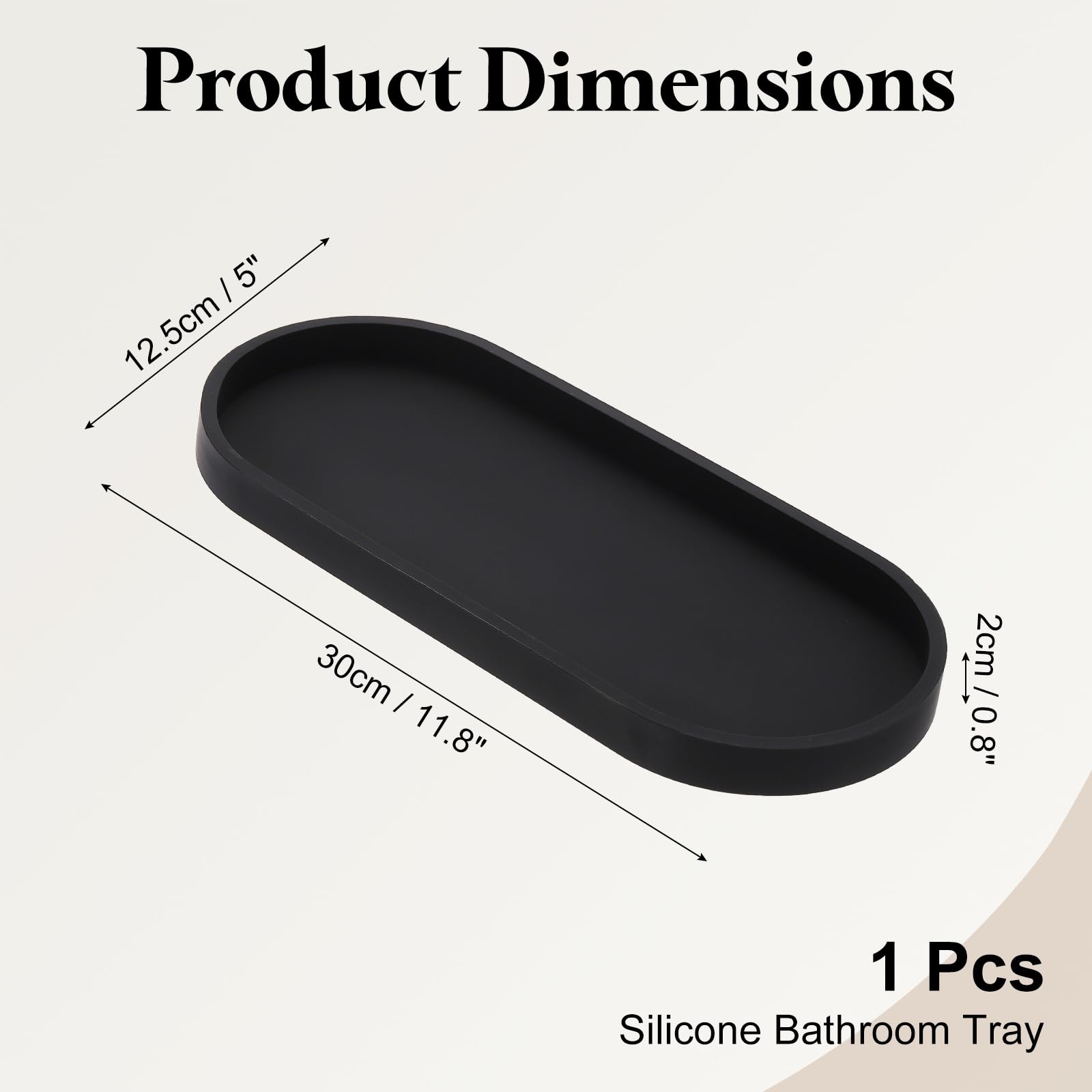 sourcing map Bathroom Vanity Tray, 11.8" x 5" Oval Silicone Soap Dispenser Trays, Shatterproof Kitchen Sink Organizer for Soaps Keys Candle Trinket