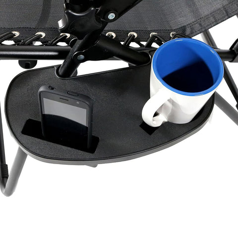 Ledeak Pack of 2 Lounge Chair Side Tray, Oval Zero Gravity Large Utility Clip On Side Recliner Snack Table with Cup Holder and Mobile Device Slot