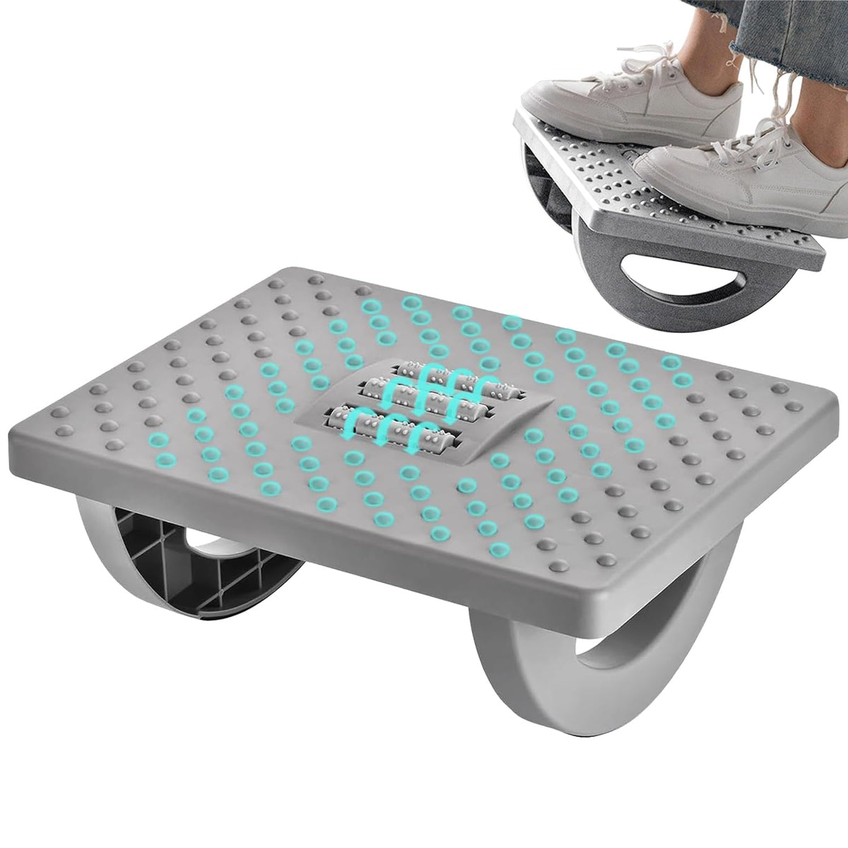 Cnwinu Foot Rest Under Desk,Ergonomic Adjustable Foot Rest Foot Stool with Massage Roller for Under Desk,Footrest Improved Pressure Relief