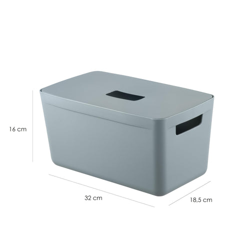 IDEA HOME FLEXISTORE Storage Box 8L – Durable Organizer with Lid and Handles – Unbreakable Plastic – Denim Blue Storage Container for Home and Office