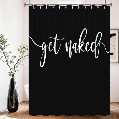 Xiaoterna Get Naked Shower Curtain Black Bathroom Curtain Modern Minimalism Aesthetic White and Black Mould and Mildew Resistant Machine Washable