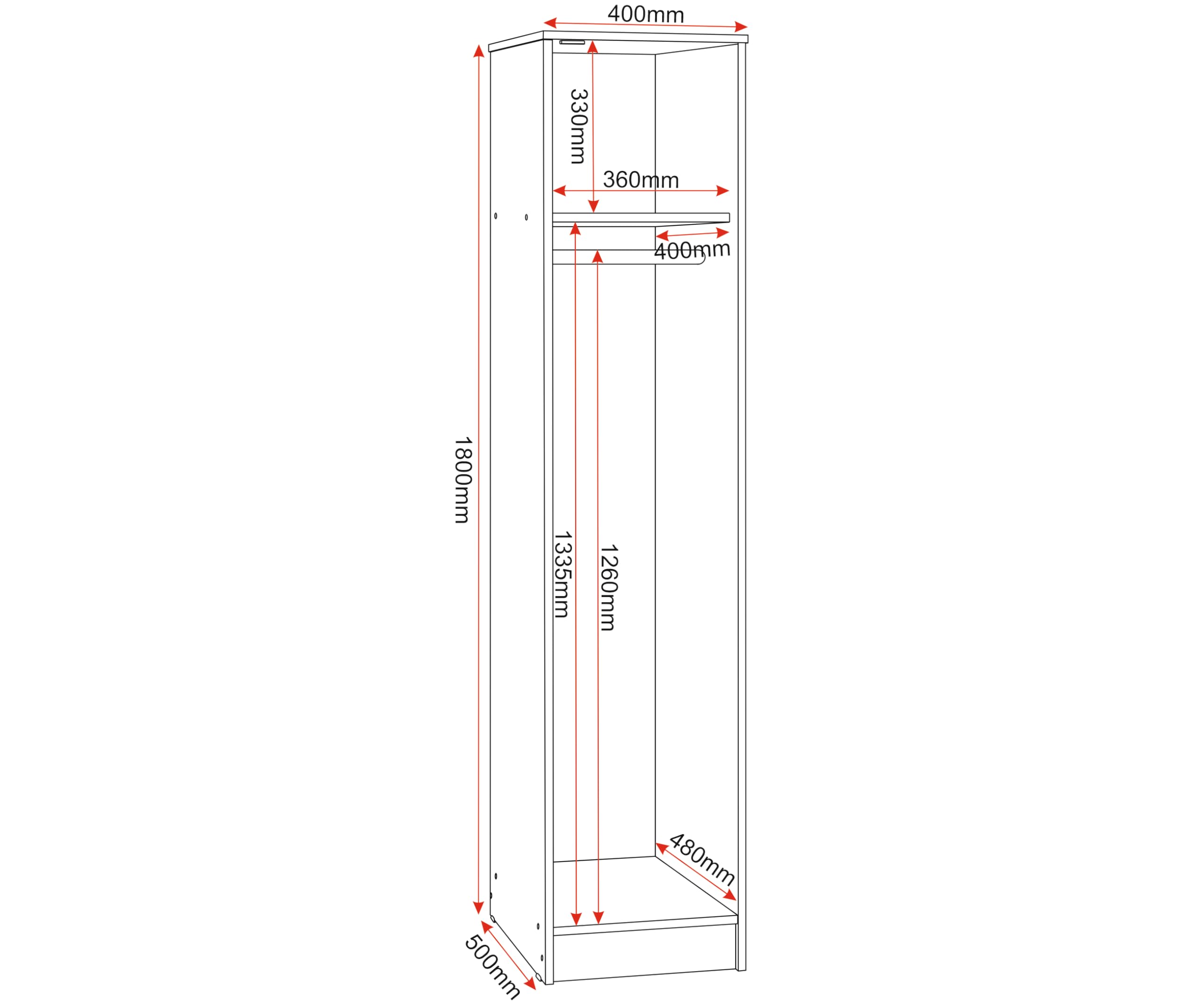 Seconique Malvern 1 Door Wardrobe in Urban Snow