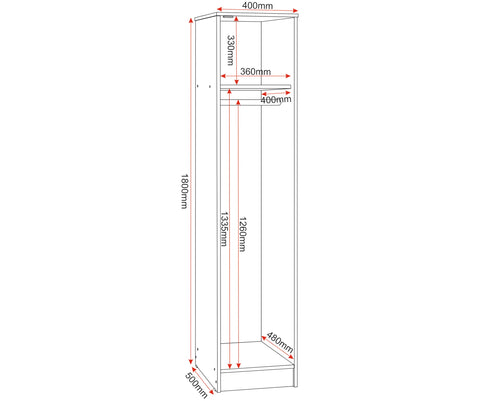 Seconique Malvern 1 Door Wardrobe in Urban Snow