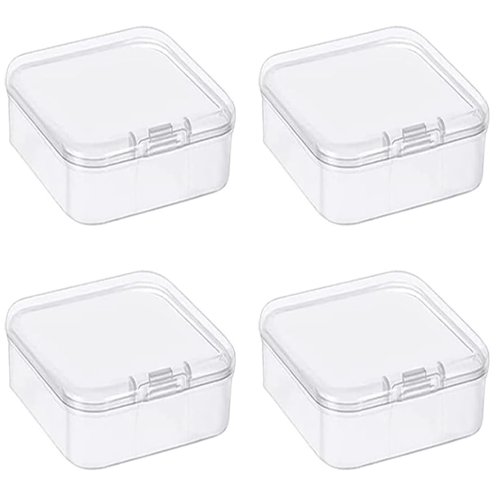 Leliafleury 9.4x9.4x3cm Transparent Plastic Organizer, 5Pcs Empty Mini Square Storage Containers Clear Plastic Storage Boxes with Lids for Small Items