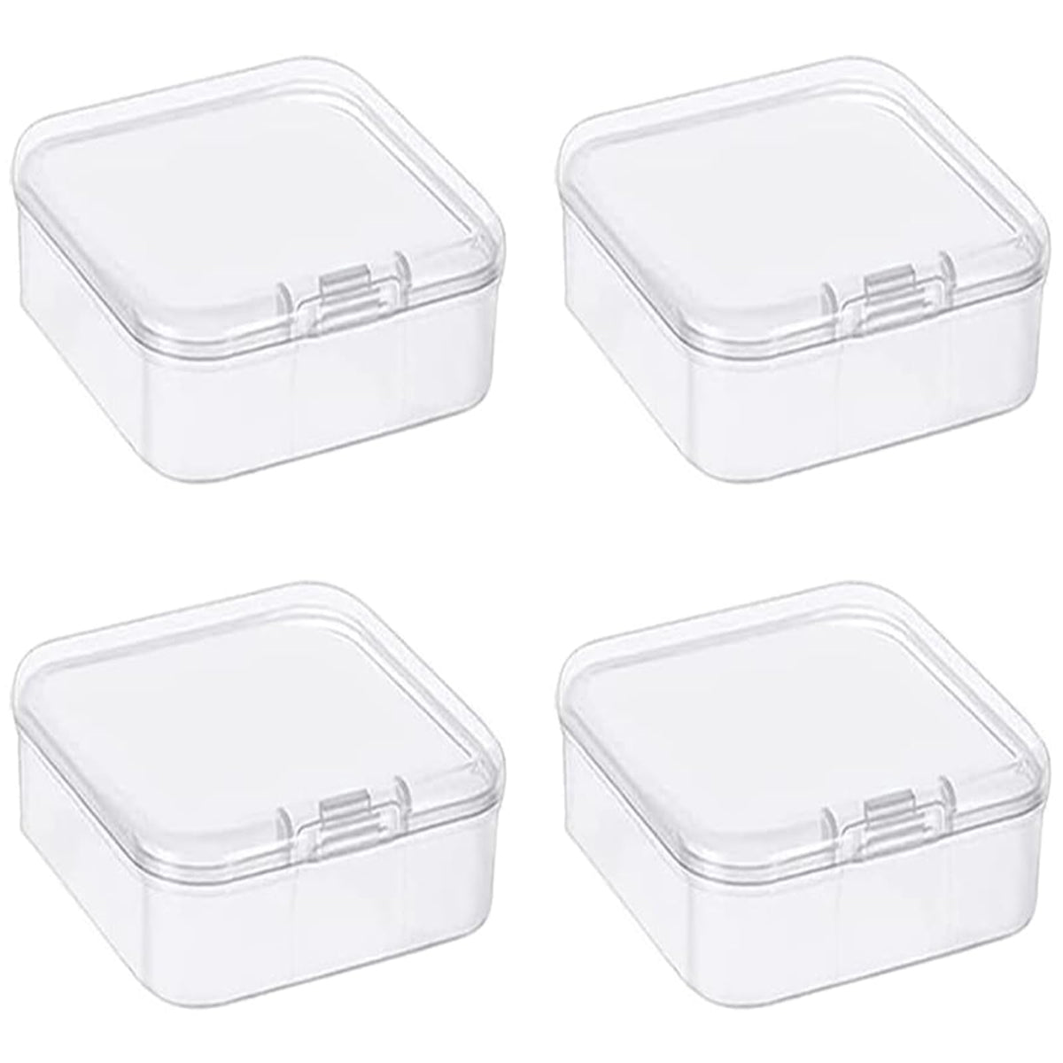 Leliafleury 9.4x9.4x3cm Transparent Plastic Organizer, 5Pcs Empty Mini Square Storage Containers Clear Plastic Storage Boxes with Lids for Small Items
