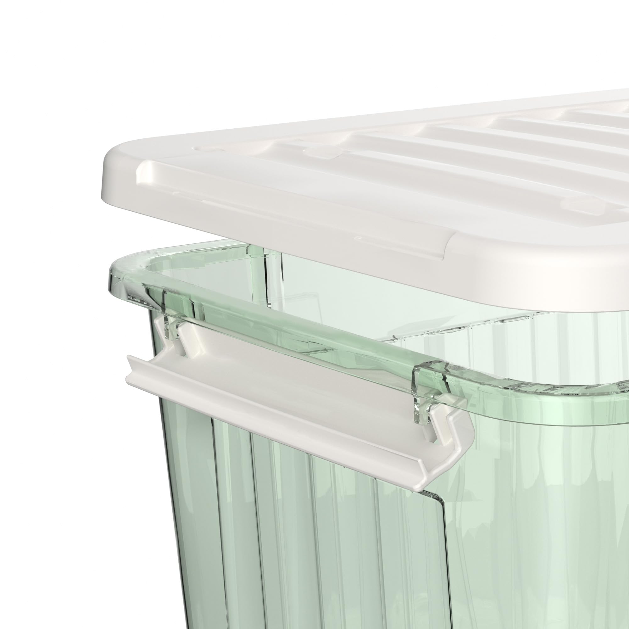 Cetomo 80L*6 Plastic Storage Boxes with Wheels, Lidded Storage Box with Secure Side Latches, PP Nestable and Stackable Clear Organizer for Home