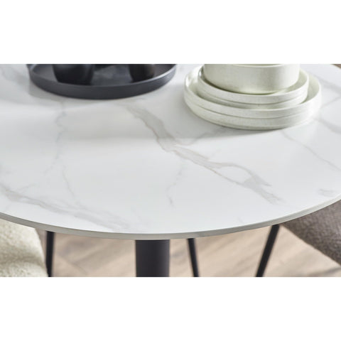 Julian Bowen Luca 80cm Round Dining Table White for 2 - H75 x W80 x D80cm