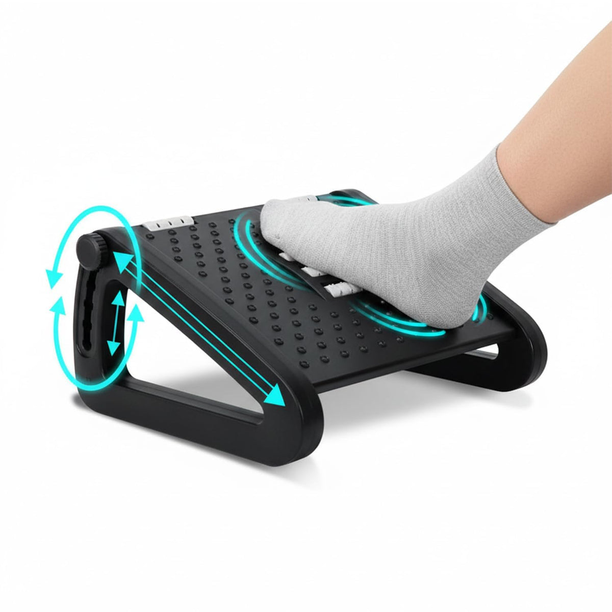 Ergonomic FootRest with Massage Rollers – Adjustable Under Desk Foot Support for Office & Home, Improves Posture & Circulation, Reduces Back