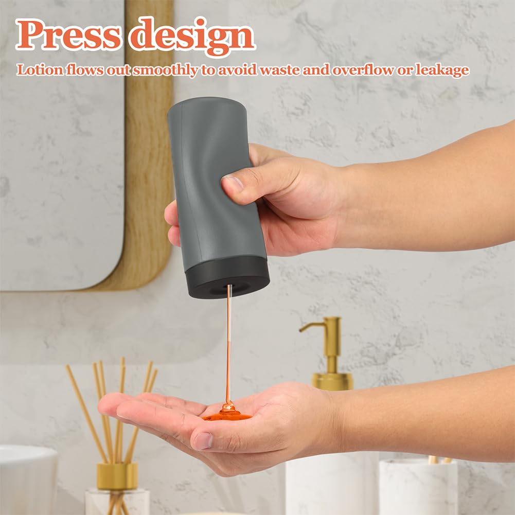 240ml Soap Squeezer, Non-Drip Dispenser for Washing Up Liquid Soap Dispenser Manual Pump, Squeezable Refillable(Grey)