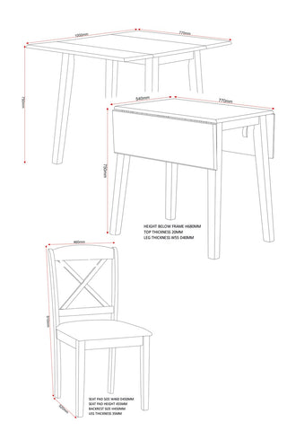 Seconique Mason Double Drop Leaf Dining Set with 2 Dining Chairs in Oak Varnish/Brown Pu