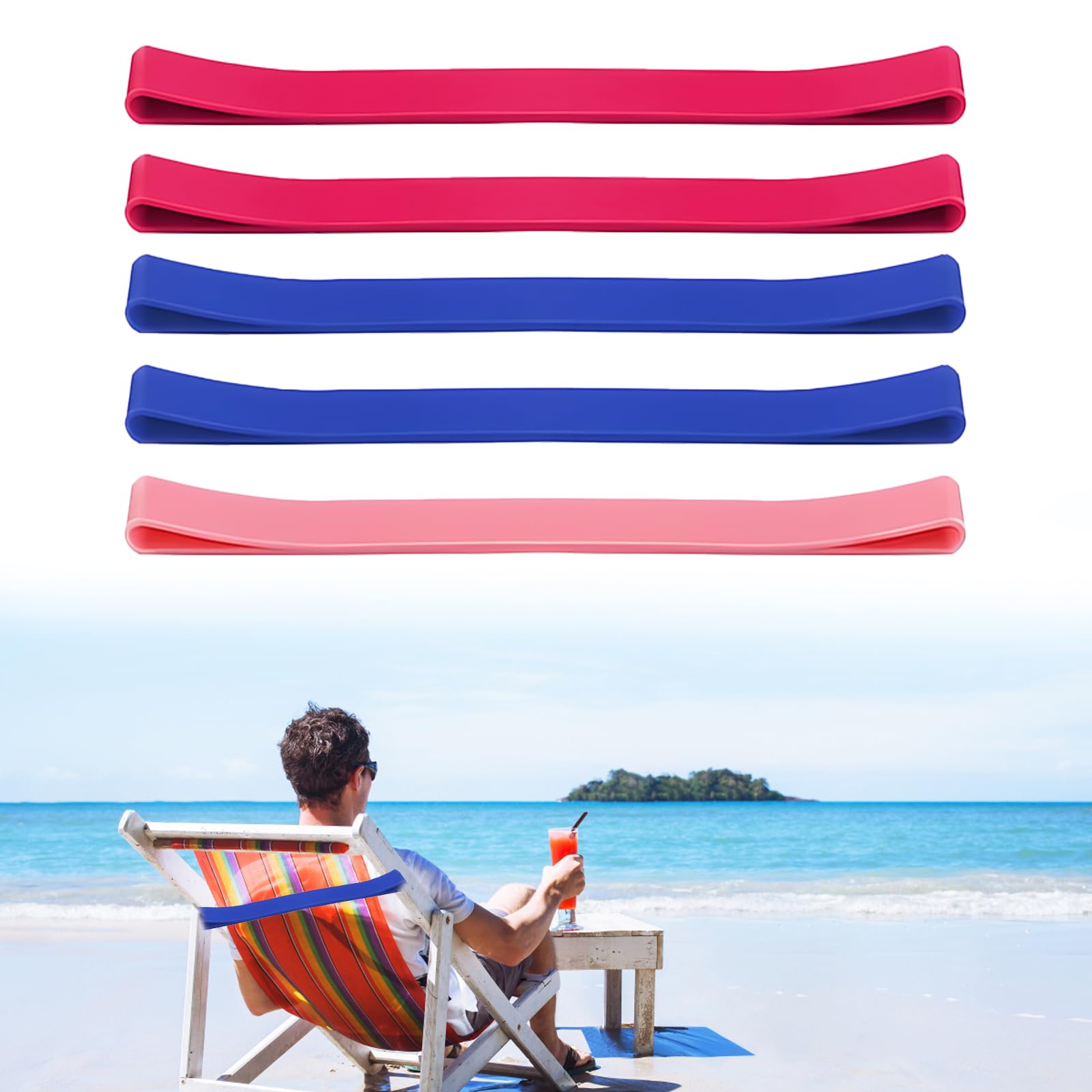Towel Bands for Sun Loungers, 5 Pack Windproof Sunbed Towel Bands, High Elasticity Towel Bands for Pool, Chairs, Cruise