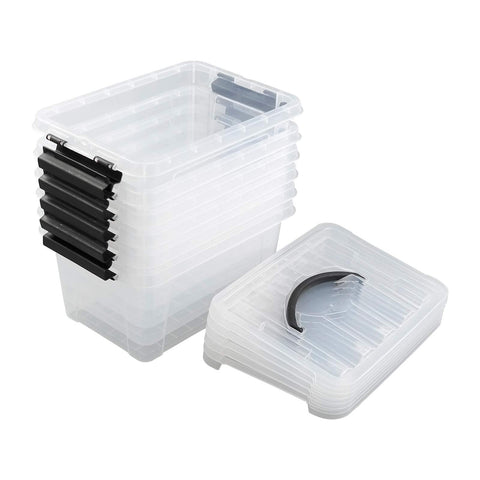 Farmoon 5L Plastic Lidded Storage Boxes, 6 Packs Clear Latching Container