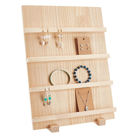 PH PandaHall 4-Tier Wooden Earring Card Display Jewellery Stand Holder