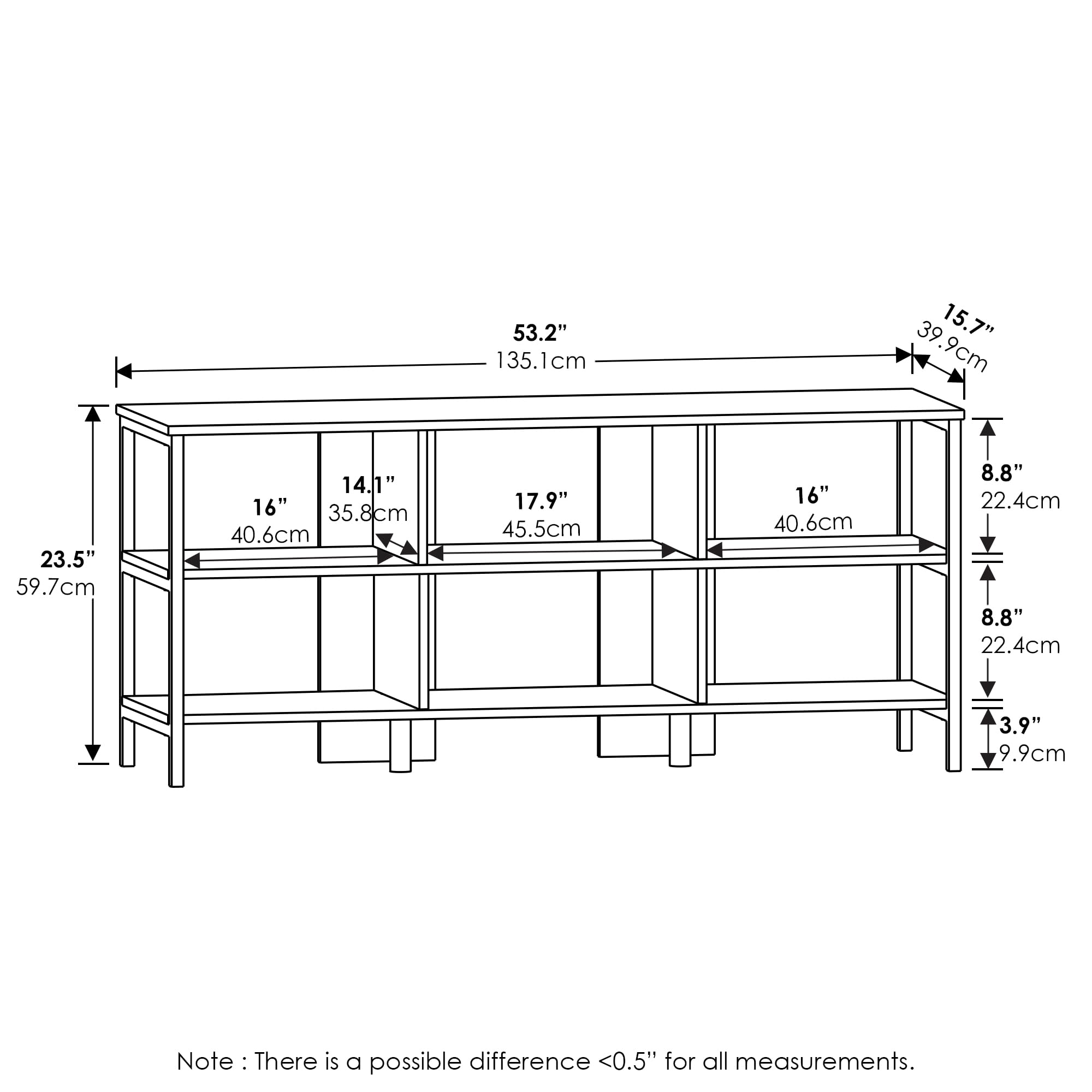 Furinno Camnus Modern Living TV Stand for TVs up to 60 Inch, Americano/Black
