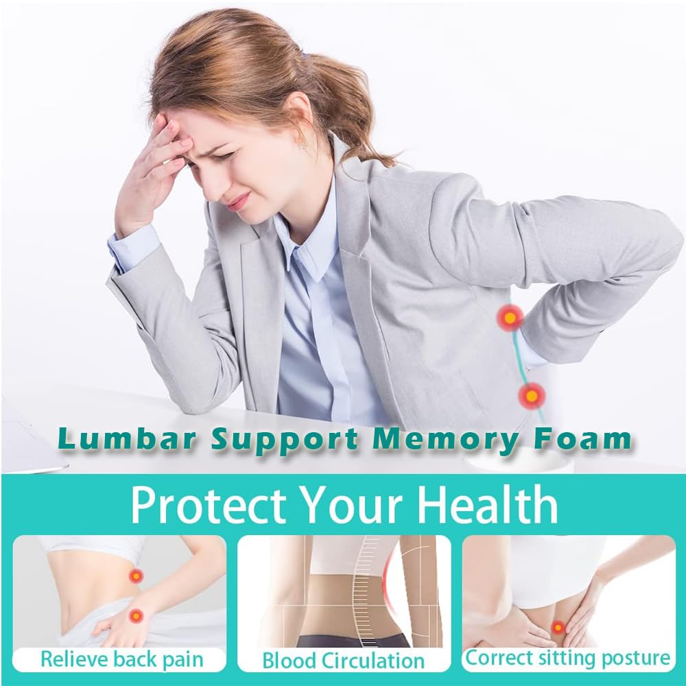 Qollection Lumbar Support Memory Foam Back Pain Back Support Heat Sensitive & Durable Memory Foam Sitting for Office