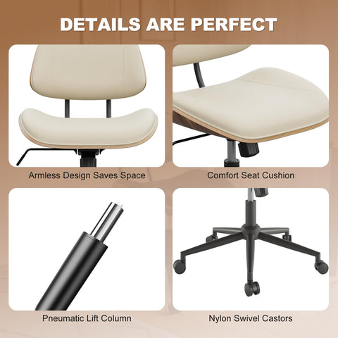 BERYTH Office Chair Comfy Small Ergonomic Office Chair with Wheels Desk Chair Modern Swivel With Adjustable Height Capacity up to 136 kg Study
