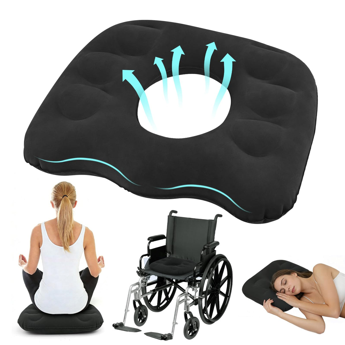 DARENYI Inflatable Donut Pillow, Coccyx Cushion for Tailbone Pain