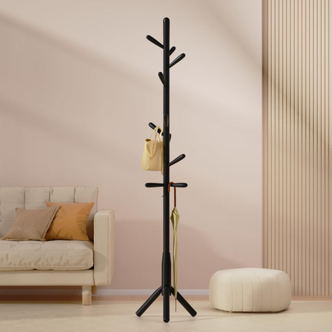 Awatiwa Solid Wood Coat Rack, Freestanding Tree-Shaped Coat Rack with 11 Hooks, Main Pole 1.6" dia for Clothes