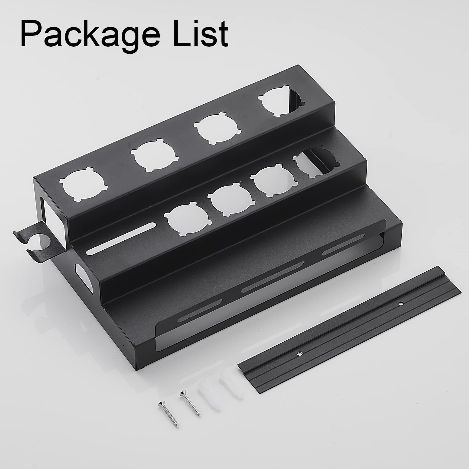Hosoncovy Metal Wall Mount Holder Organizer Stand Storage Rack with Towel Holder Tabletop Organizer for Dyson Airwrap Styler and Brushes (Black)