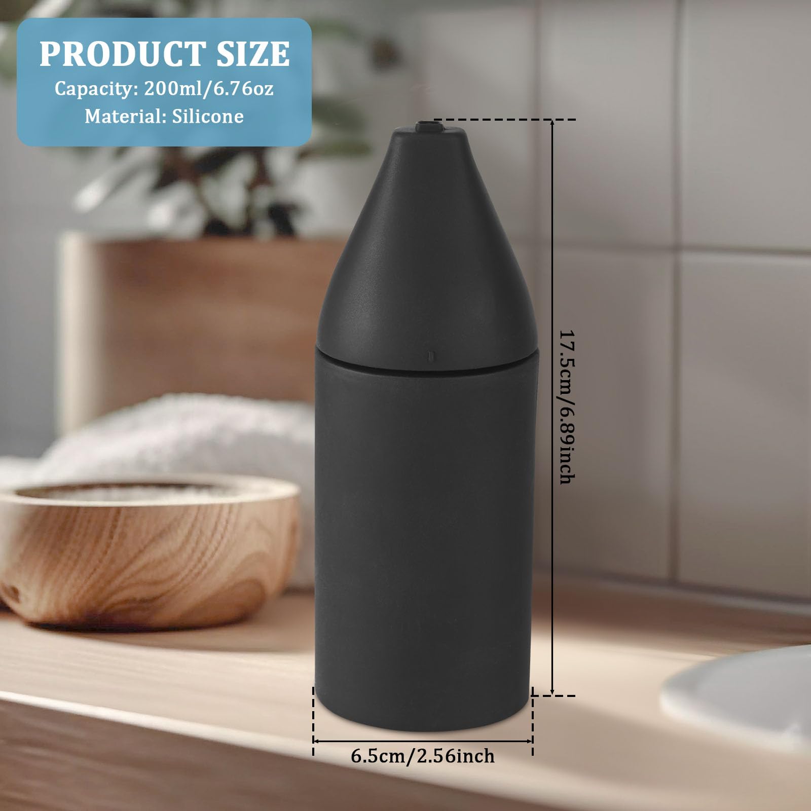 200ml Silicone Dish Soap Dispenser, Refillable Squeeze Bottle for Kitchen