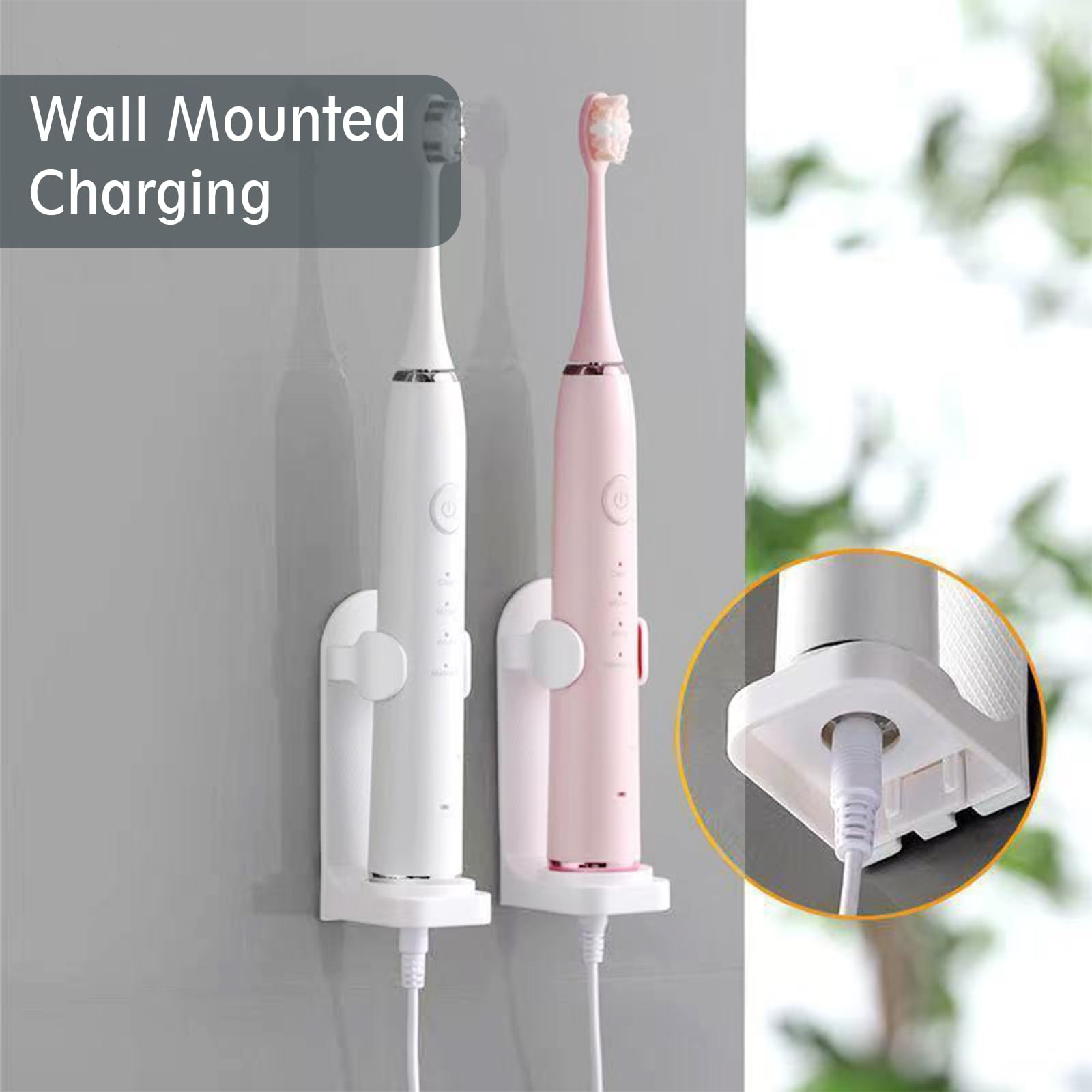 Electric Toothbrush Holder Wall Mounted 2Pack Set for Bathroom,Adjustable Size Toothpaste Dispenser Stand Organizer for Adult Kids Toothbrush