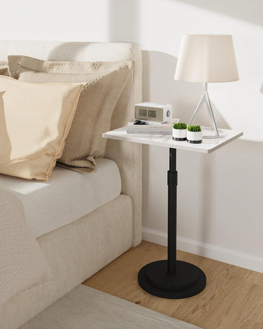 GUOHNHE Rectangle Drink Table, Height Adjustable Stand, 1 Pack, White
