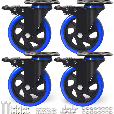 5 Inch Caster Wheels, Casters Set of 4, Heavy Duty Casters with Brake