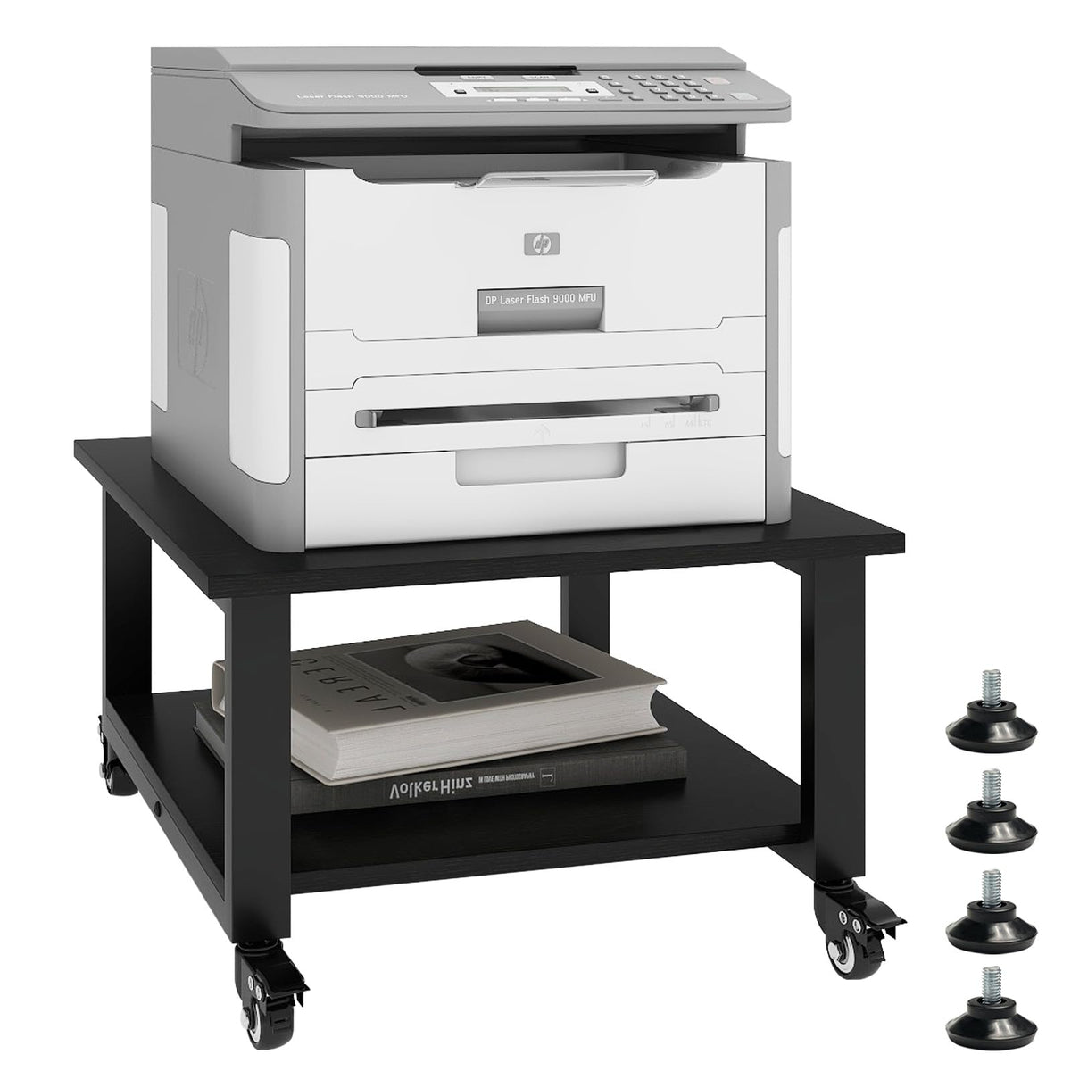 PUNCIA 2 Tiers Movable Laser Printer Copier Stand Cart for Home Office