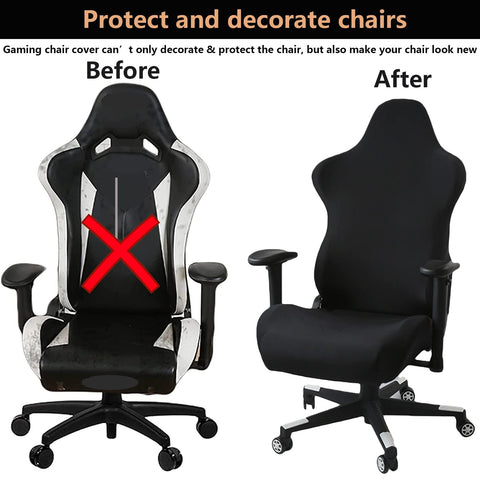MiseYu Gaming Chair Cover, 4pc Set (Armrest & Back & Seat Covers), Stretchable, Black, Modern Style, Gaming & Office Chair Cover