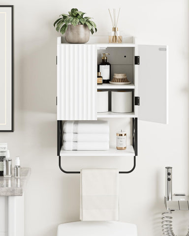 Apetaccat® Bathroom Cabinet Wall Mounted, Wooden Medicine Cupboard with Adjustable Shelves, Space-Saving Wall Storage Unit for Bathroom