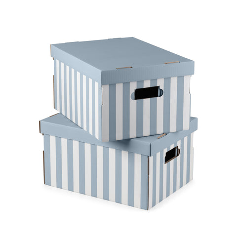 Compactor Mariniere Collection Set of 2 Shirt Cardboard Boxes, Size M, Blue, Bamboo Fiber