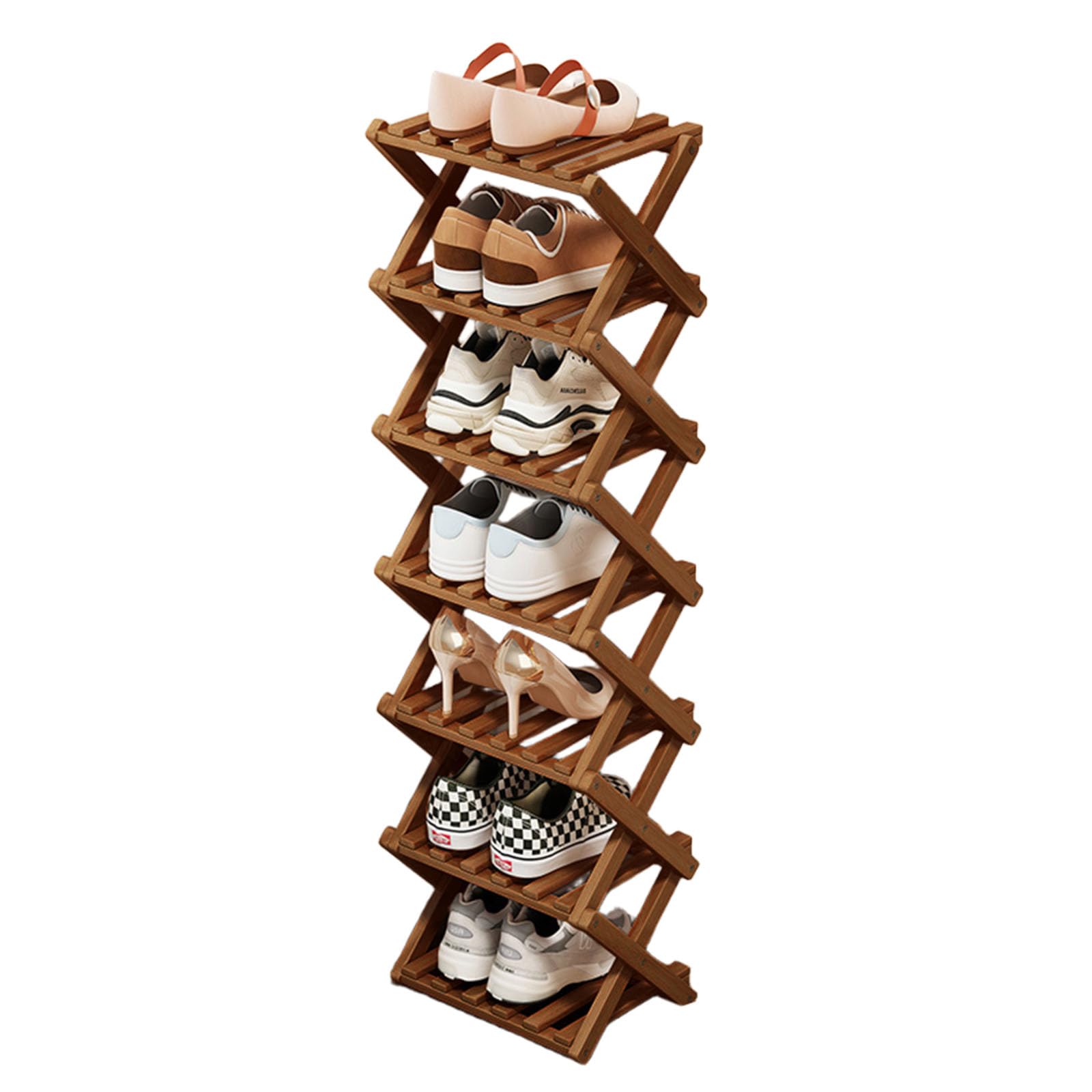Simcat 7 Tier Natural Bamboo Shoe Rack,Space Saving Shoe Storage Organizer,Easy Assembly & Strong Design Shoes Stand Shelf Organiser for Closet
