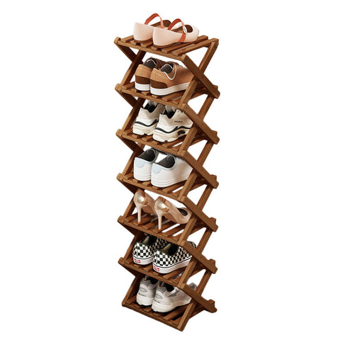 Simcat 7 Tier Natural Bamboo Shoe Rack,Space Saving Shoe Storage Organizer,Easy Assembly & Strong Design Shoes Stand Shelf Organiser for Closet