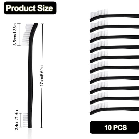 10 PCS Small Cleaning Brushes Set, Double-Ended Nylon Detailing Crevice Brush 7Inch All Purpose Stiff Bristles Brushes for Kitchen Sink Bathroom Gaps