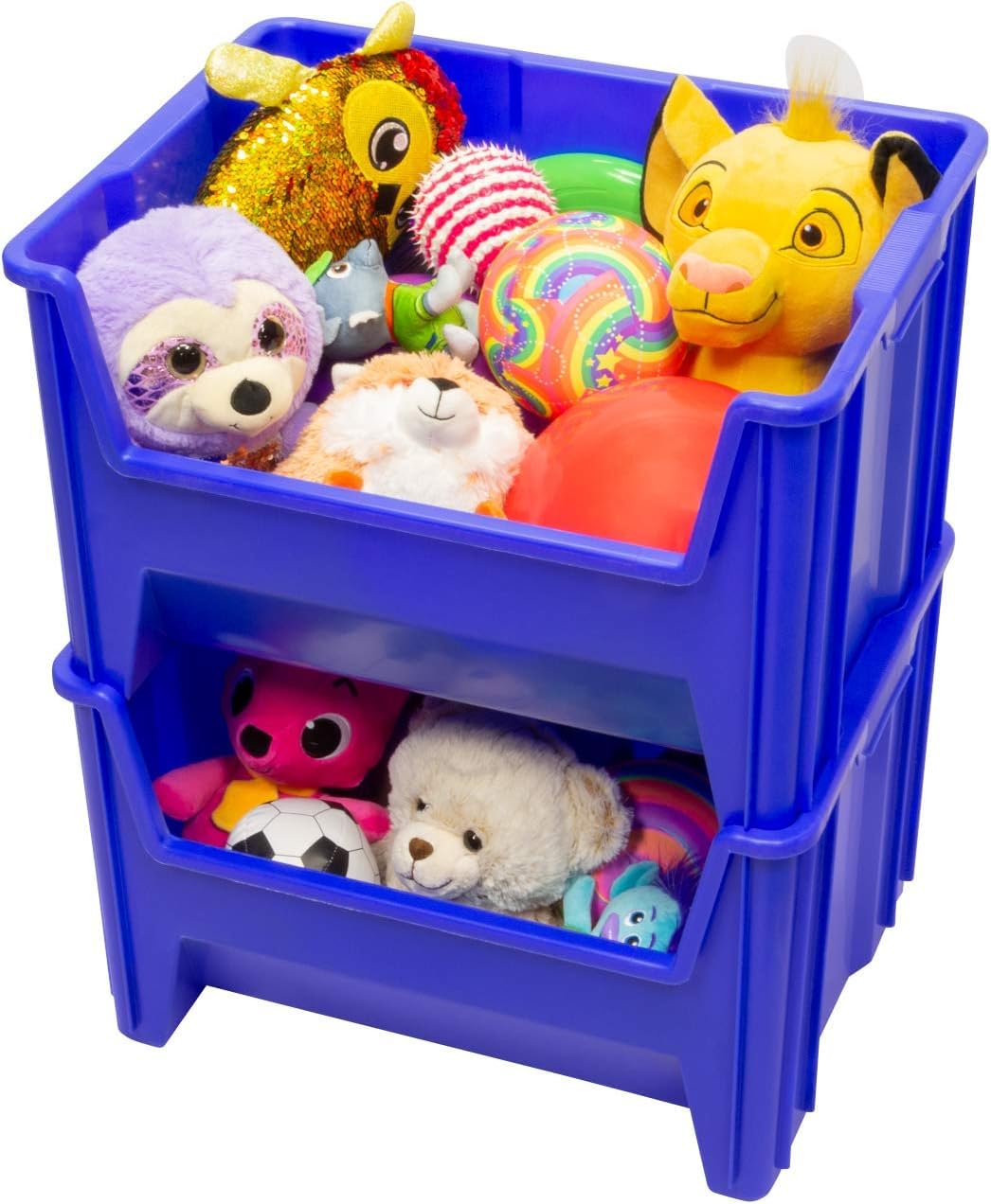Akro-Mils 13017 Stak-N-Store Stacking Hopper Front Plastic Storage Bin, Blue, Case of 3