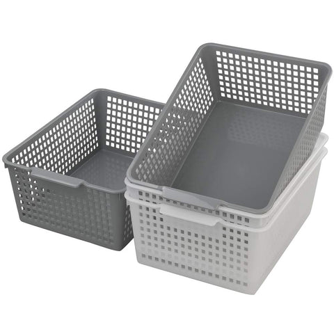 Dynko 4 Packs Large Storage Baskets, Plastic Weave Organizer Baskets
