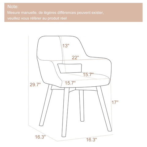 YEEFY Desk Chair No Wheels Vanity Chair Comfy Accent Chair for Living Dining Room Bedroom Home Office Mid Century Modern Upholstered Armchair with