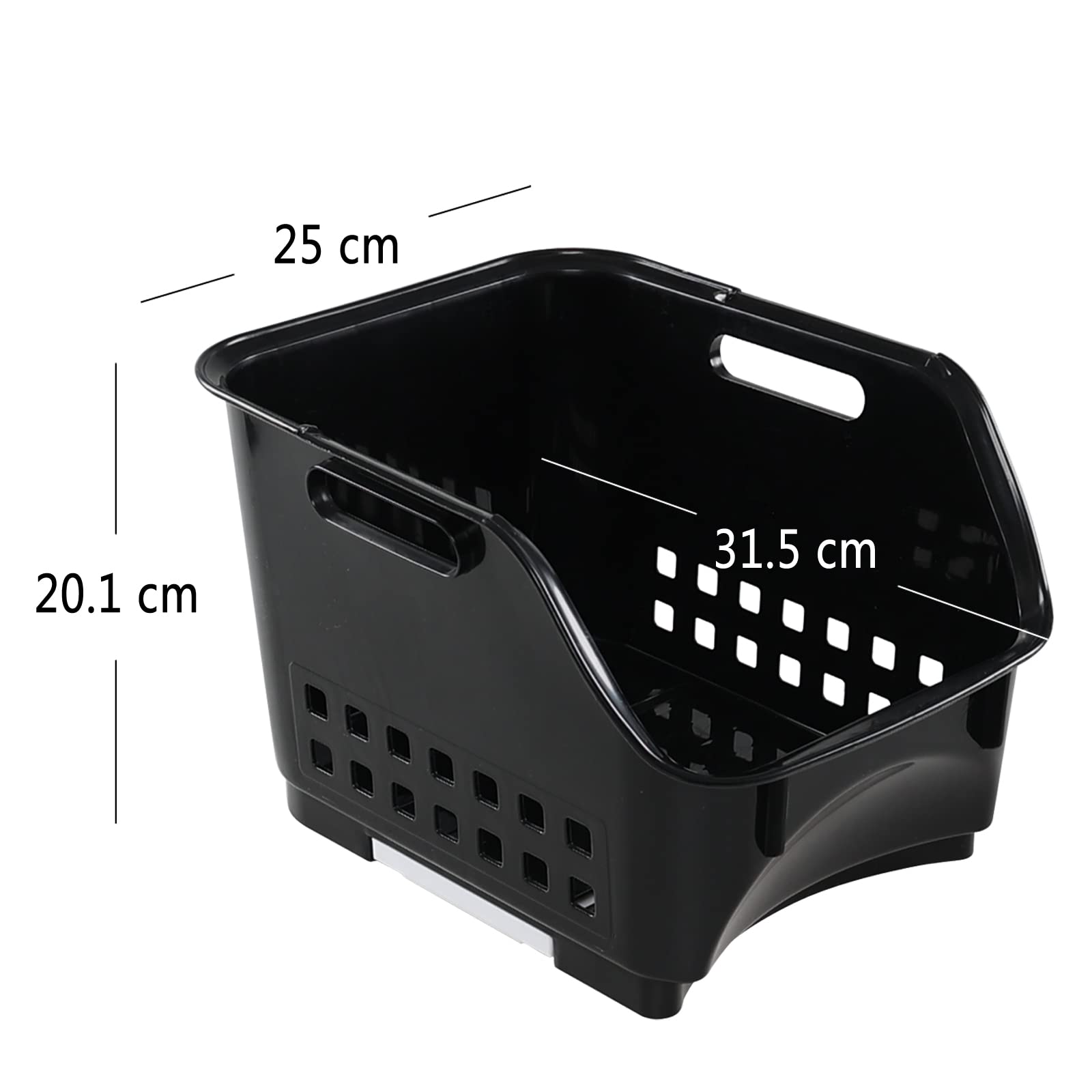 Morcte 3 Tier Stacking Baskets Storage Veg Rack Plastic Stackers, Black