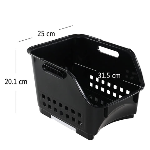 Morcte 3 Tier Stacking Baskets Storage Veg Rack Plastic Stackers, Black