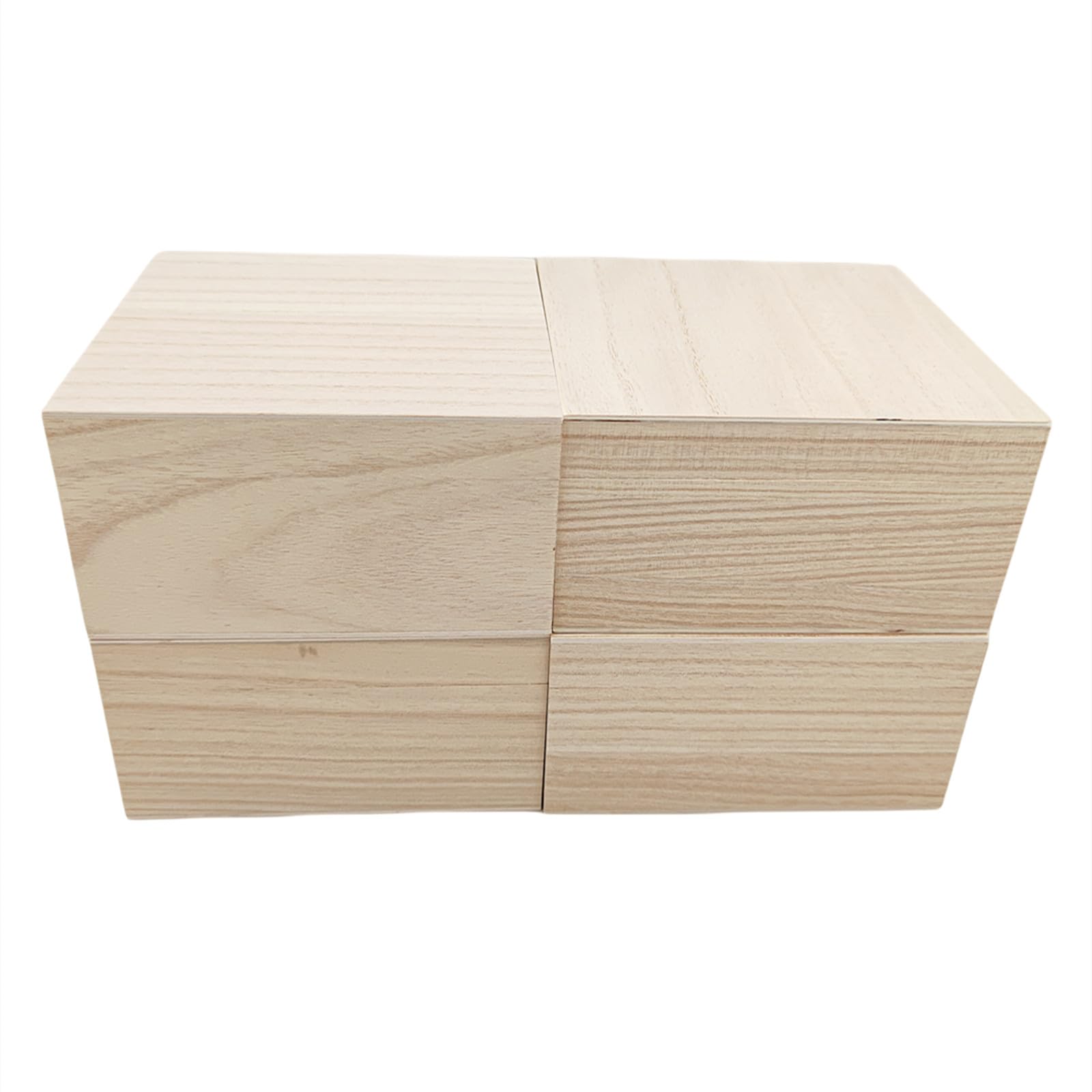 Anktily 4PCS Unfinished Wooden Box with Top Lid, 15x15x8cm Small Square Wood Keepsake Box,Rustic Wood Container Boxes for Crafts, Home Storage